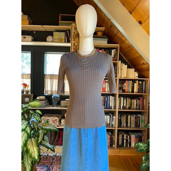 Ribbed Top Guess Olive Brown - Picture 2 of 5